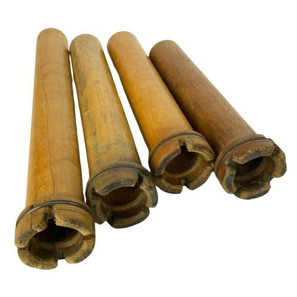 Vintage Wooden Industrial Bobbin Thread Textile Spools Quills Lot of 7 Rustic - Picture 5 of 7